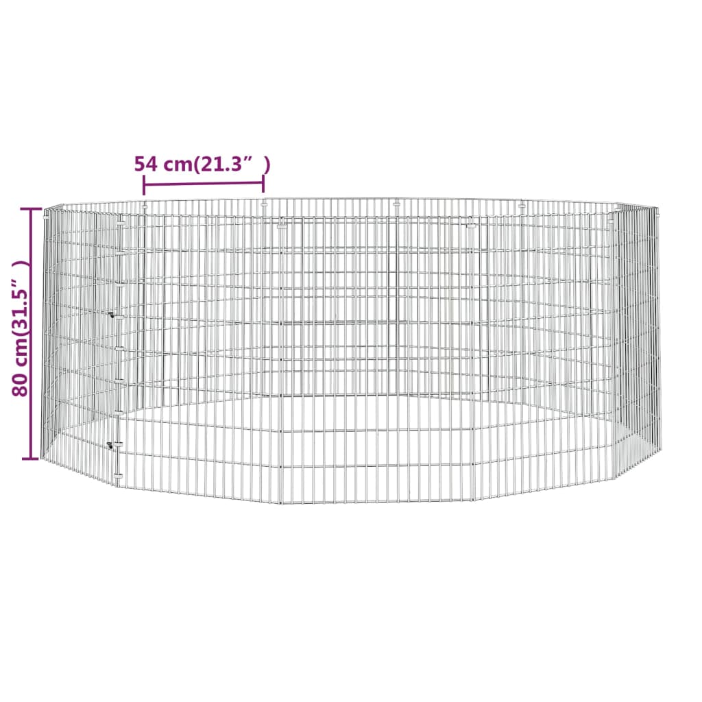 Dierenverblijf 12 panelen 54x80 cm gegalvaniseerd ijzer is nu te koop bij PeponiXL, paradijselijk wonen!