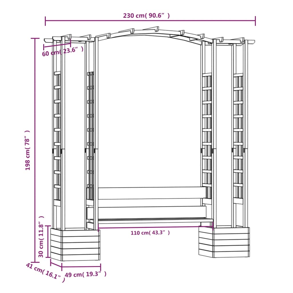 Pergola met bank en plantenbakken geïmpregneerd grenenhout is nu te koop bij PeponiXL, paradijselijk wonen!
