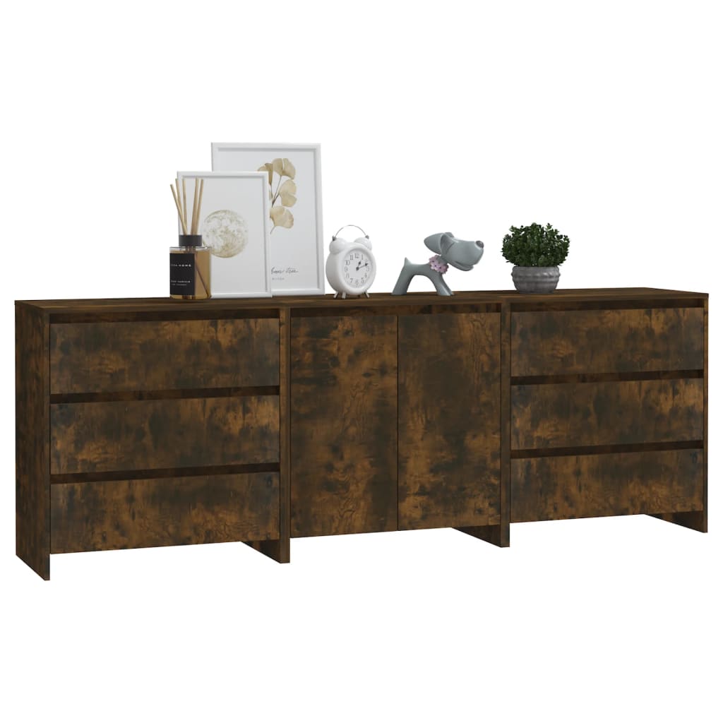 3 st Dressoirs bewerkt hout gerookt eikenkleurig is nu te koop bij PeponiXL, paradijselijk wonen!