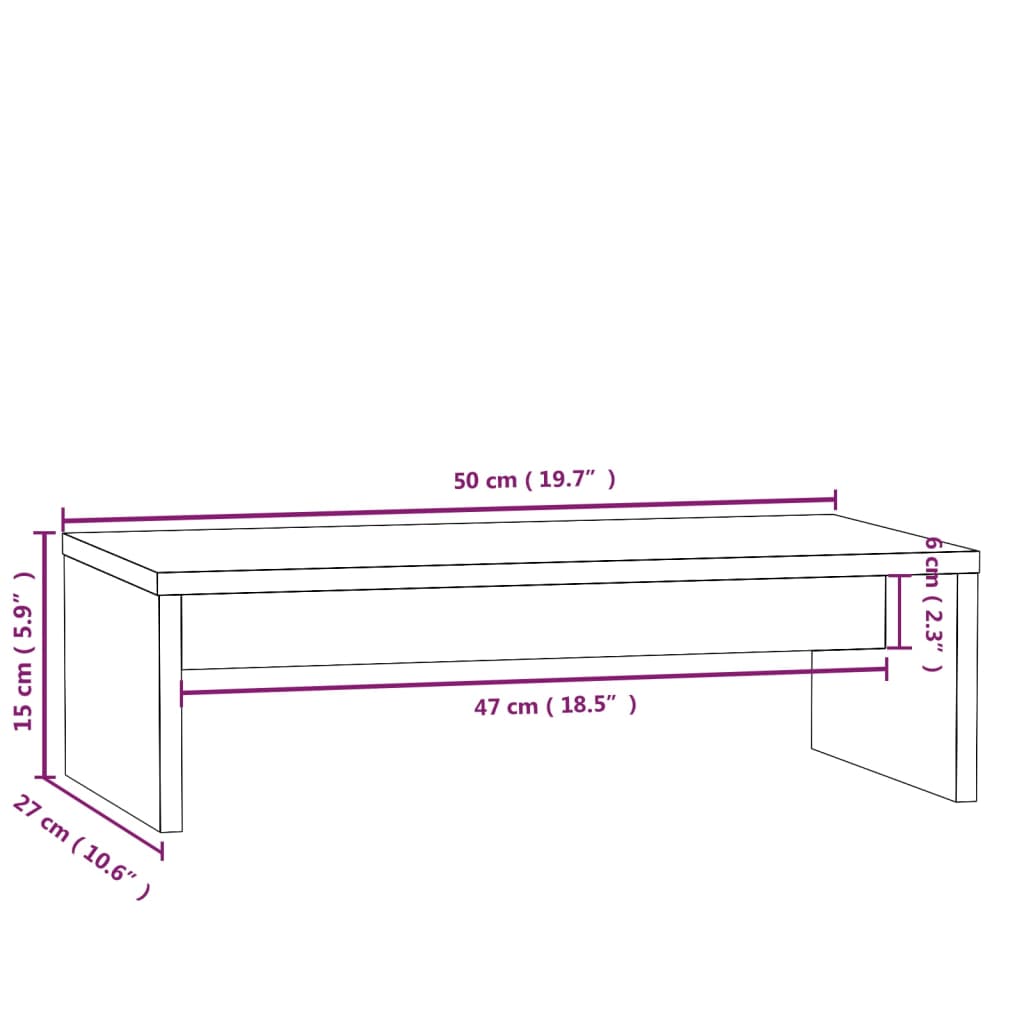 Monitorstandaard 50x27x15 cm massief grenenhout wit is nu te koop bij PeponiXL, paradijselijk wonen!