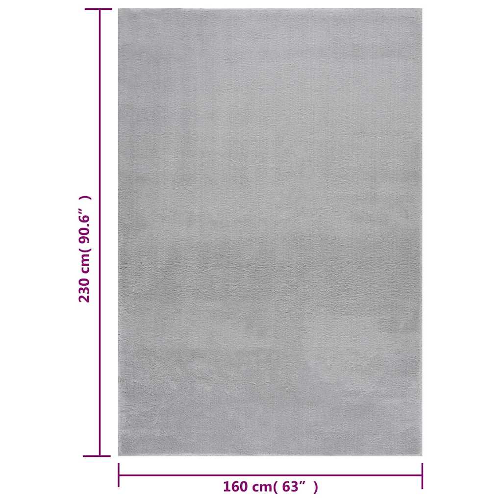 Vloerkleed wasbaar korte pool anti-slip 160x230 cm grijs