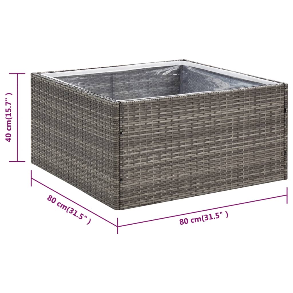 Plantenbak 80x80x40 cm poly rattan grijs is nu te koop bij PeponiXL, paradijselijk wonen!