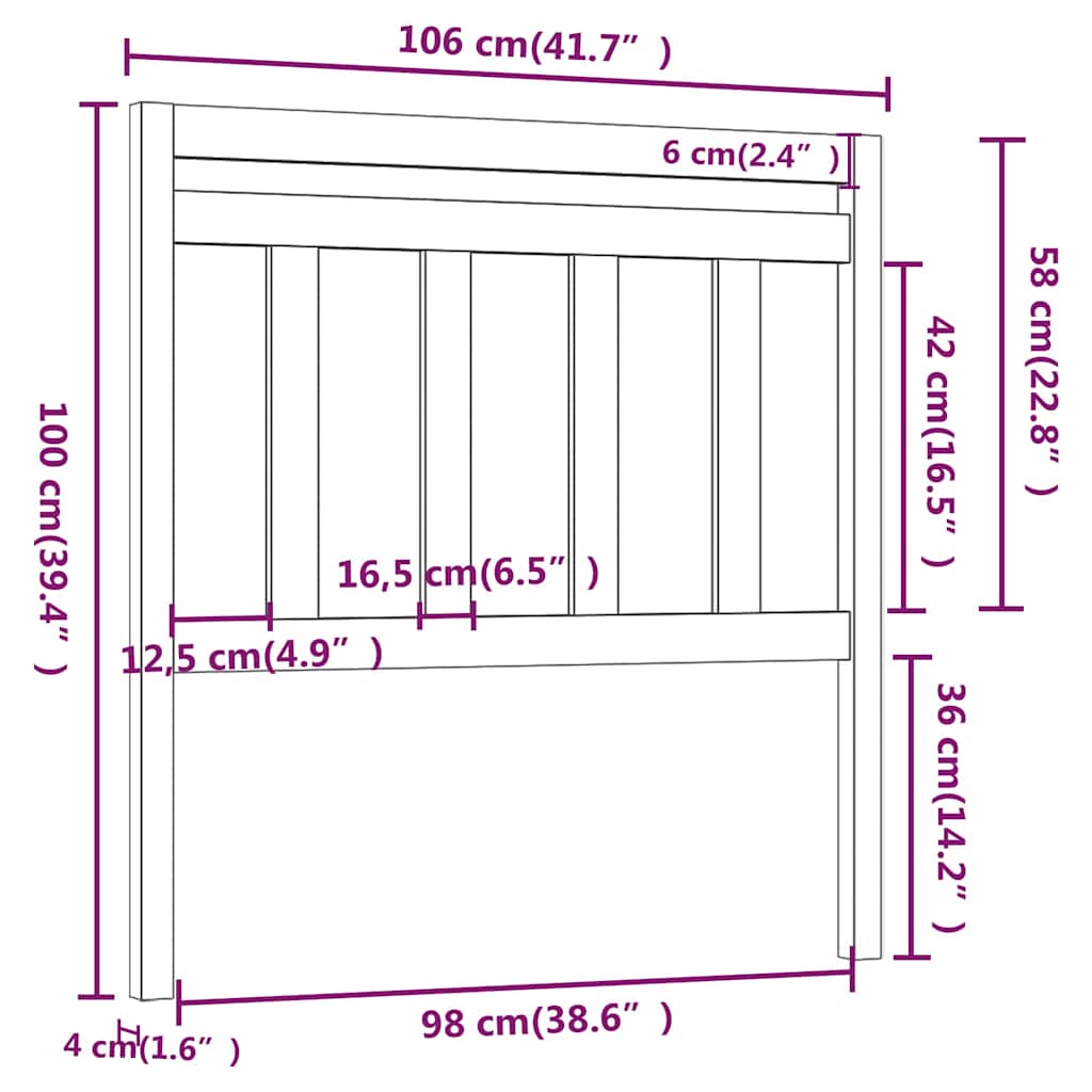 Hoofdbord 106x4x100 cm massief grenenhout is nu te koop bij PeponiXL, paradijselijk wonen!