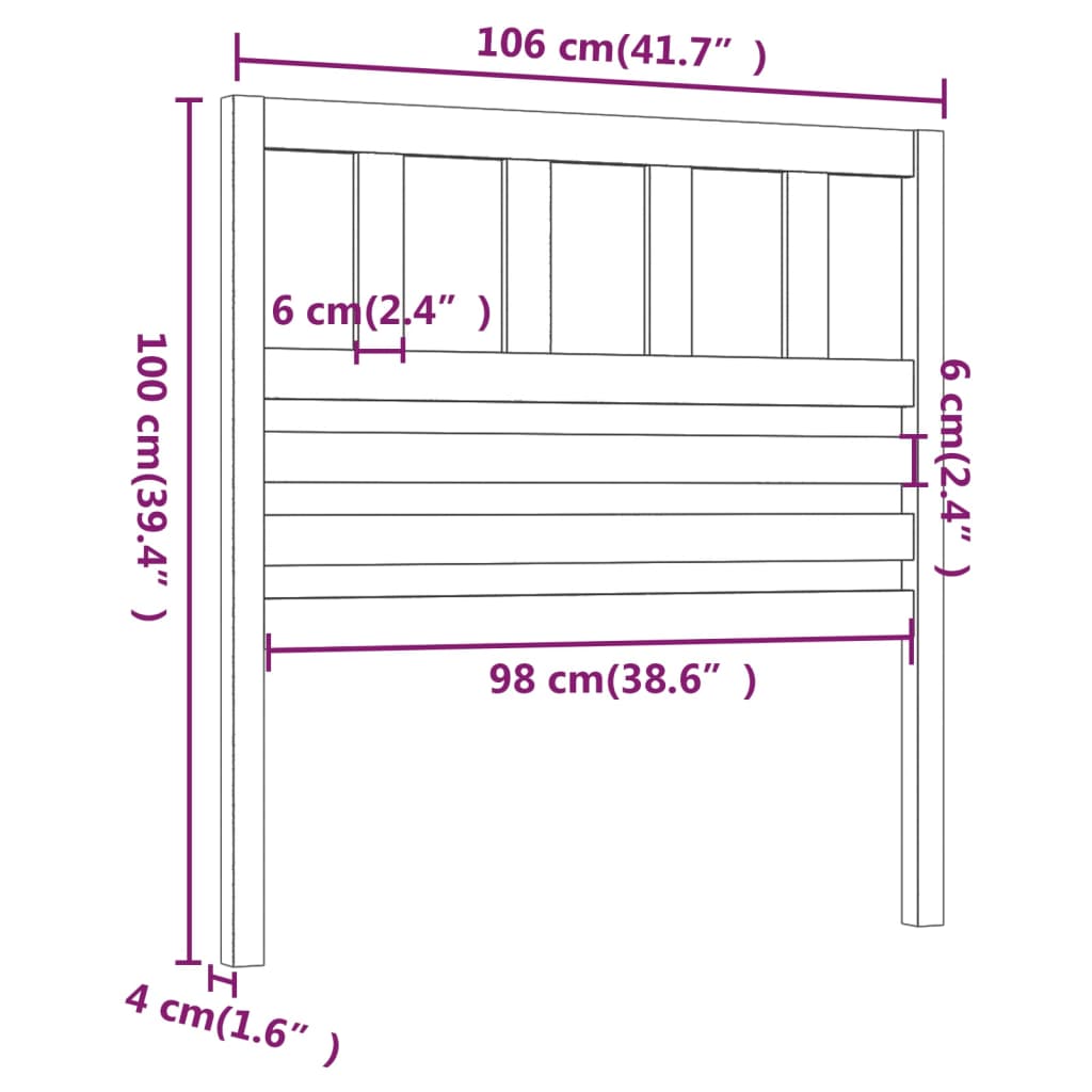 Hoofdbord 106x4x100 cm massief grenenhout grijs is nu te koop bij PeponiXL, paradijselijk wonen!