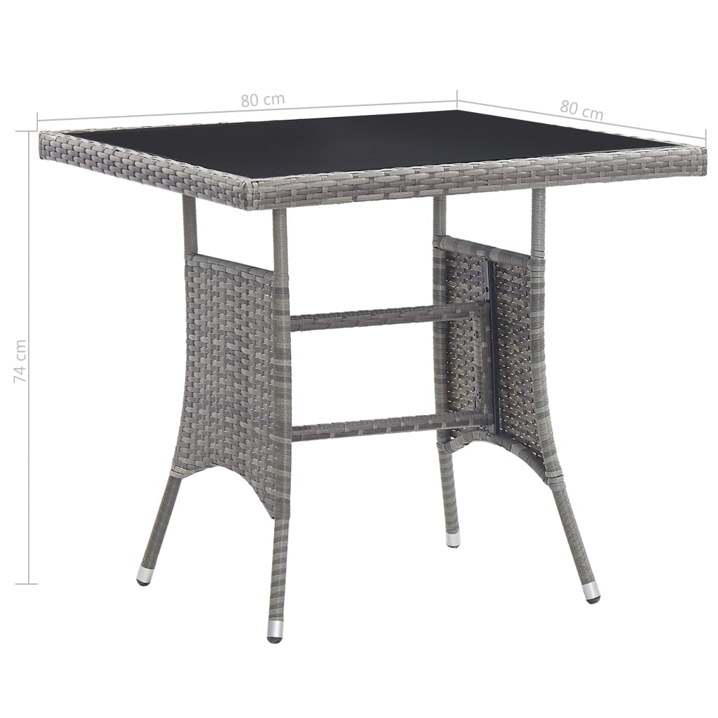 Tuintafel 80x80x74 cm poly rattan grijs is nu te koop bij PeponiXL, paradijselijk wonen!
