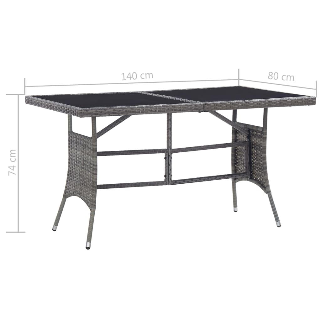 Tuintafel 140x80x74 cm poly rattan grijs is nu te koop bij PeponiXL, paradijselijk wonen!