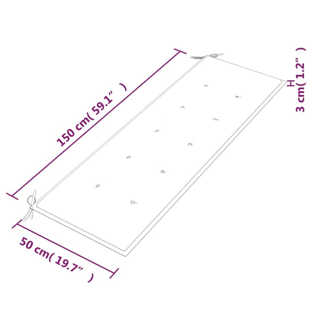 Bankje Batavia met crèmekleurig kussen 150 cm massief teakhout is nu te koop bij PeponiXL, paradijselijk wonen!