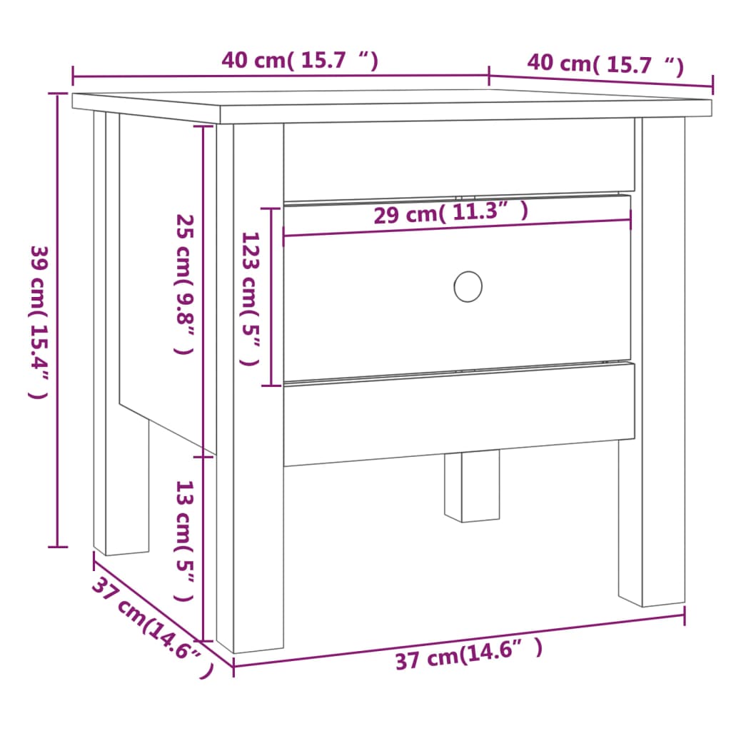Bijzettafel 40x40x39 cm massief grenenhout zwart is nu te koop bij PeponiXL, paradijselijk wonen!