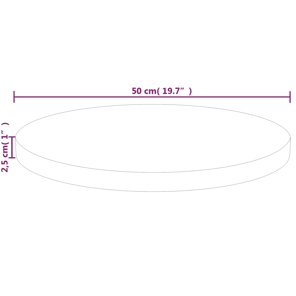 Tafelblad rond Ø50x2,5 cm onbehandeld massief eikenhout is nu te koop bij PeponiXL, paradijselijk wonen!