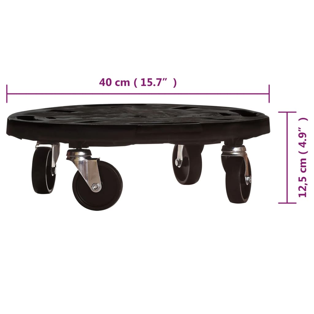 Plantentrolley met wielen 275 kg diameter 40 cm zwart