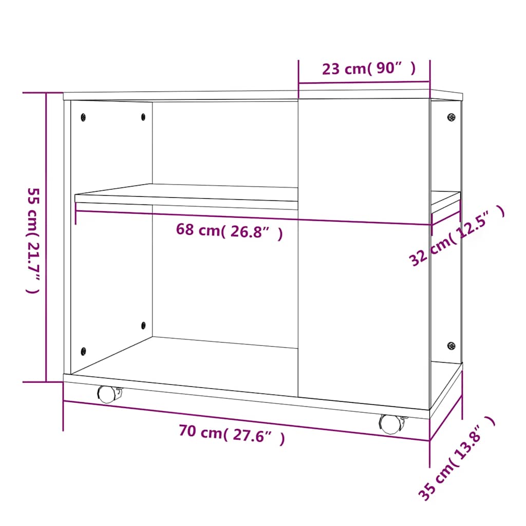 Bijzettafel 70x35x55 cm bewerkt hout grijs sonoma eikenkleurig is nu te koop bij PeponiXL, paradijselijk wonen!