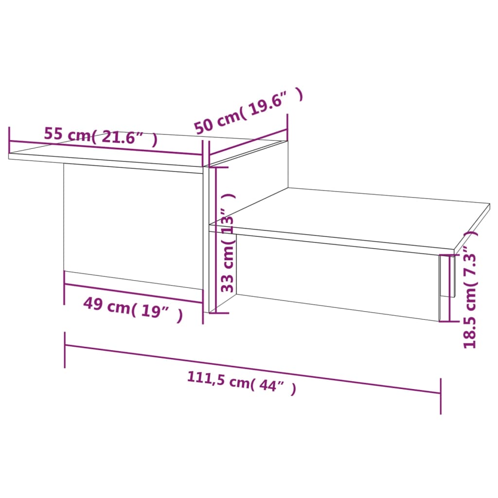 Salontafel 111,5x50x33 cm bewerkt hout gerookt eikenkleurig