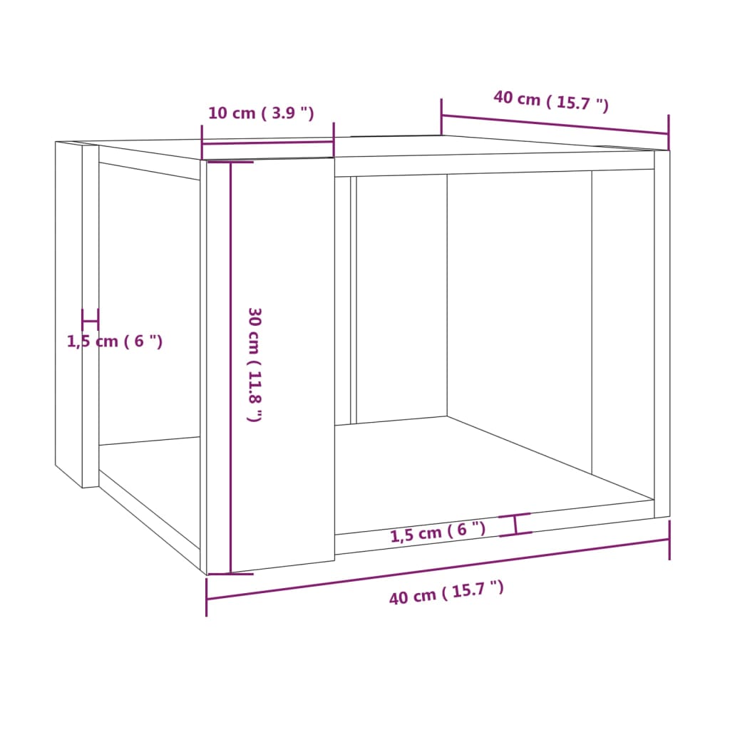 Salontafel 40x40x30 cm bewerkt hout gerookt eikenkleurig is nu te koop bij PeponiXL, paradijselijk wonen!