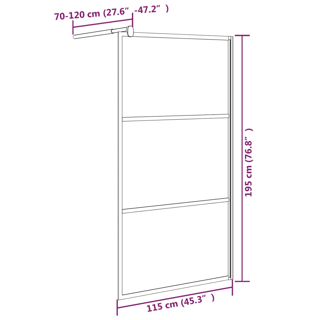 Inloopdouchewand 115x195 cm donker ESG-glas zwart is nu te koop bij PeponiXL, paradijselijk wonen!