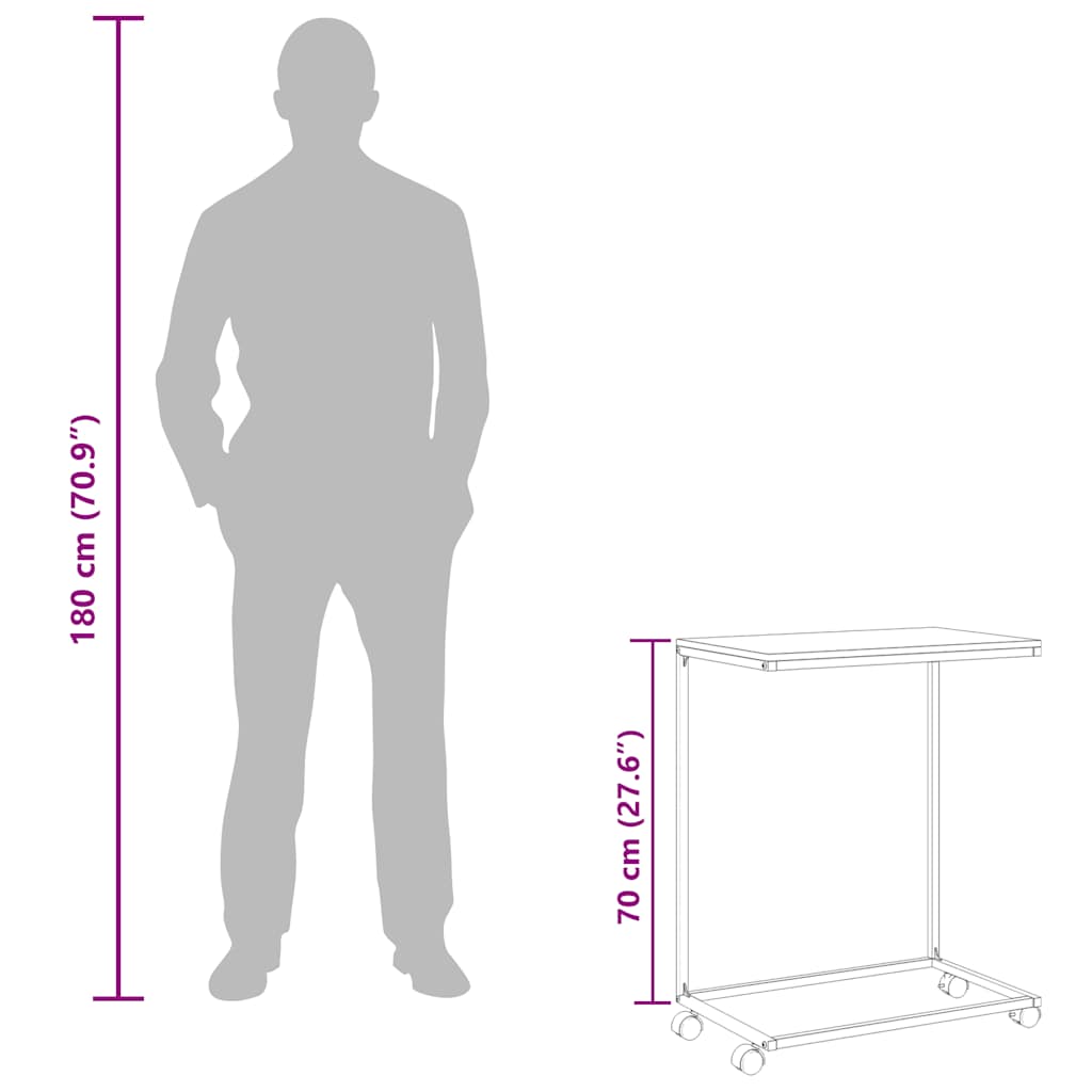 Bijzettafel met wieltjes 55x35x70 cm bewerkt hout wit is nu te koop bij PeponiXL, paradijselijk wonen!