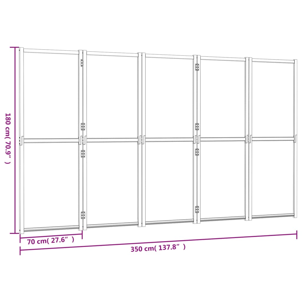 Kamerscherm met 5 panelen 350x180 cm zwart is nu te koop bij PeponiXL, paradijselijk wonen!
