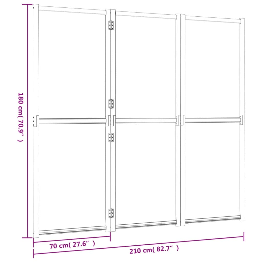 Kamerscherm met 3 panelen 210x180 cm crèmewit is nu te koop bij PeponiXL, paradijselijk wonen!