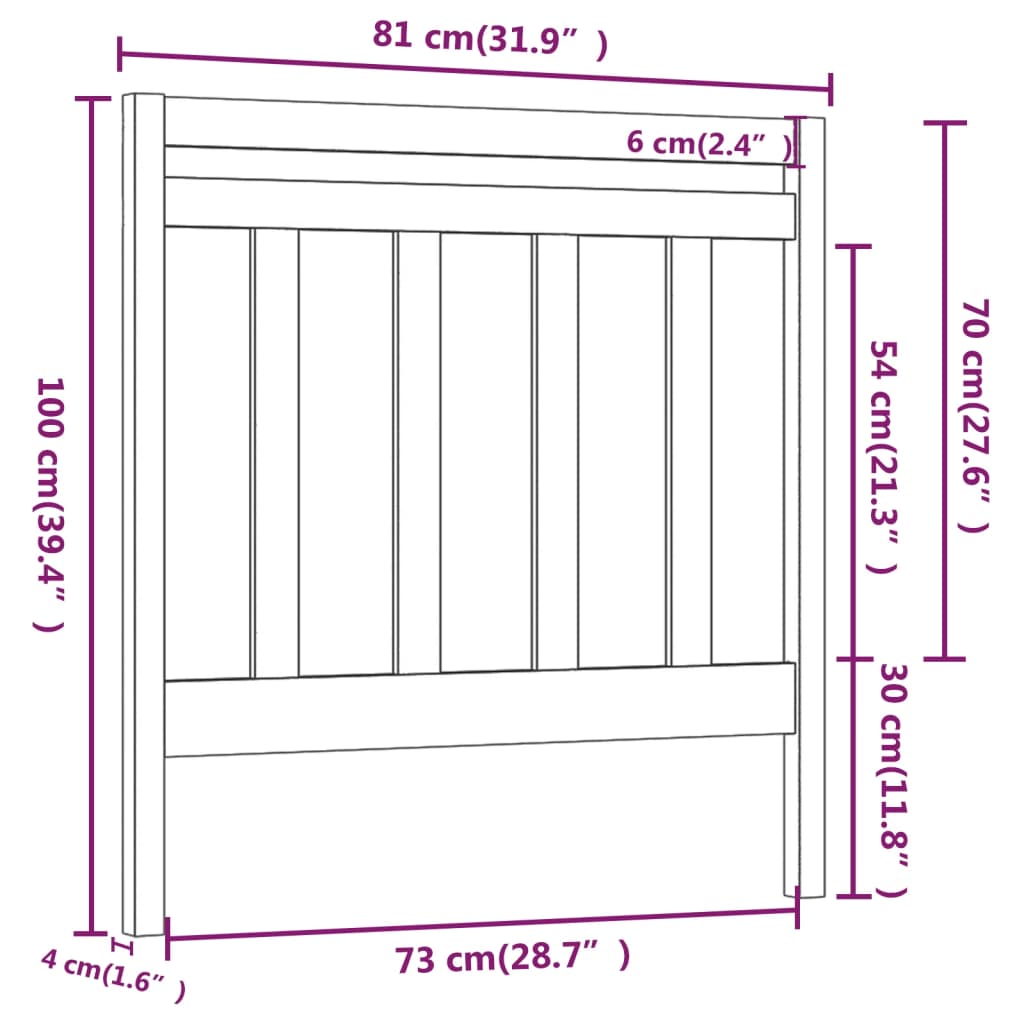 Hoofdbord 81x4x100 cm massief grenenhout zwart is nu te koop bij PeponiXL, paradijselijk wonen!