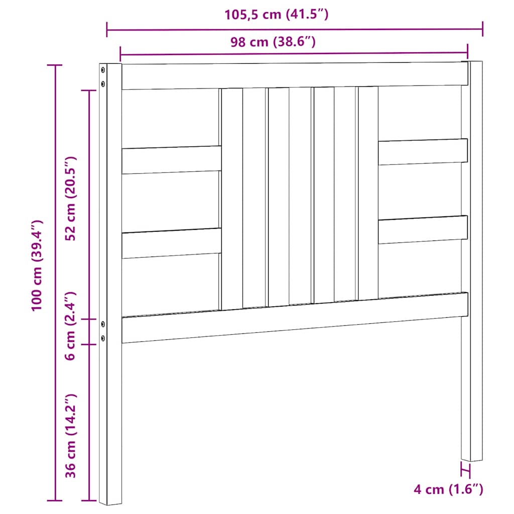 Hoofdbord 106x4x100 cm massief grenenhout wit is nu te koop bij PeponiXL, paradijselijk wonen!
