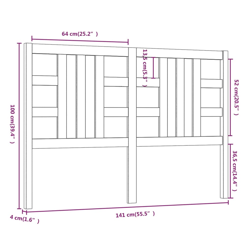 Hoofdbord 141x4x100 cm massief grenenhout grijs is nu te koop bij PeponiXL, paradijselijk wonen!