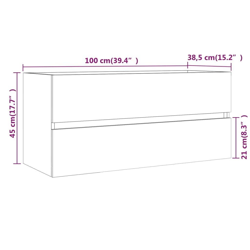 Wastafelkast 100x38,5x45 cm bewerkt hout bruin eikenkleur is nu te koop bij PeponiXL, paradijselijk wonen!