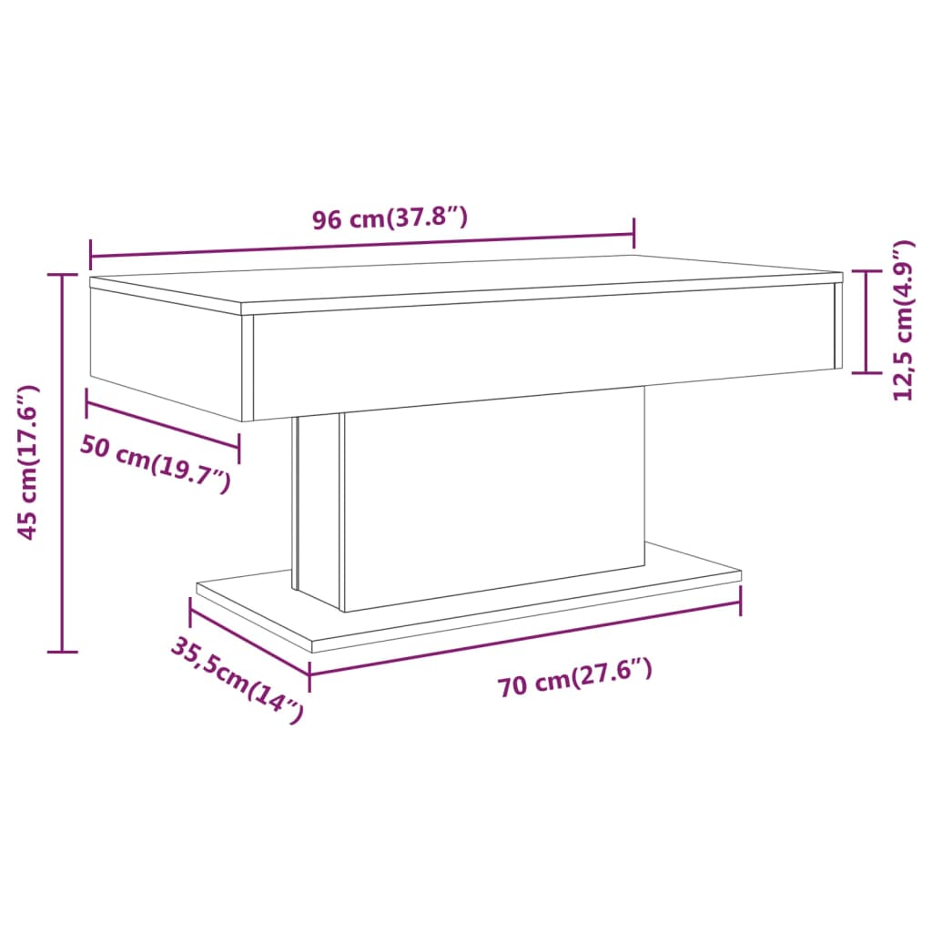 Salontafel 96x50x45 cm bewerkt hout gerookt eikenkleurig is nu te koop bij PeponiXL, paradijselijk wonen!