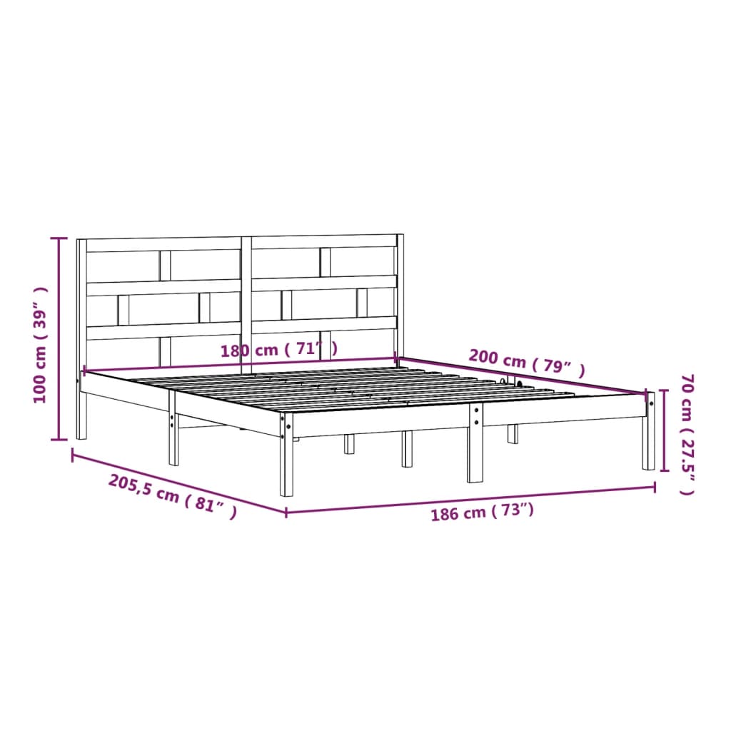 Bedframe massief hout wit 180x200 cm is nu te koop bij PeponiXL, paradijselijk wonen!