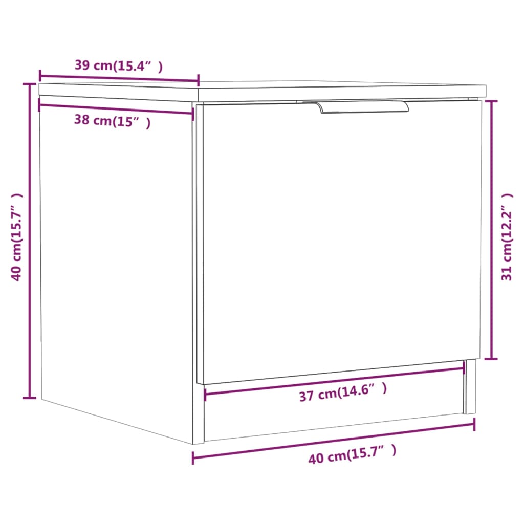 Nachtkastjes 2 st 40x39x40 cm zwart is nu te koop bij PeponiXL, paradijselijk wonen!