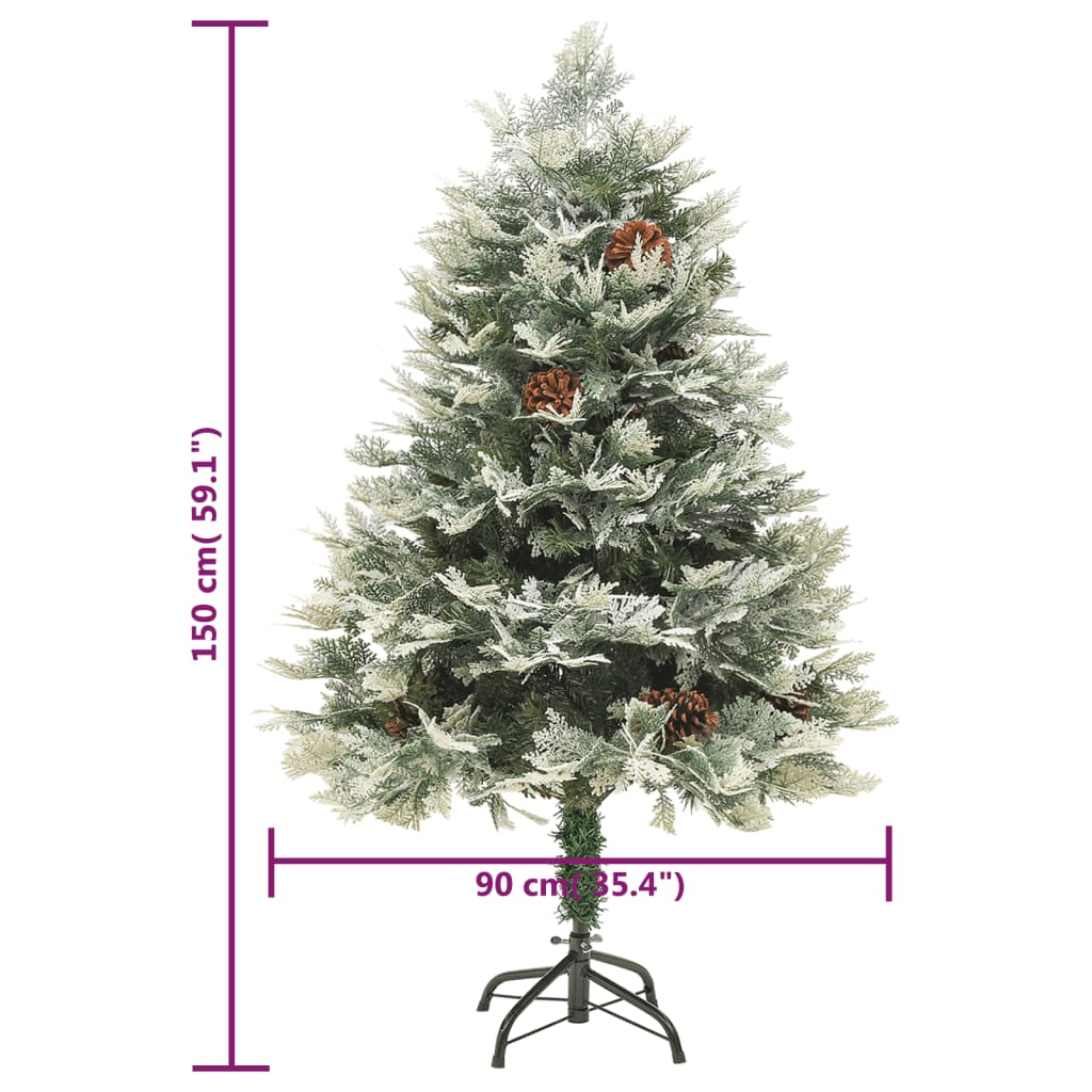 Kerstboom met LED en dennenappels 150 cm PVC en PE groen is nu te koop bij PeponiXL, paradijselijk wonen!