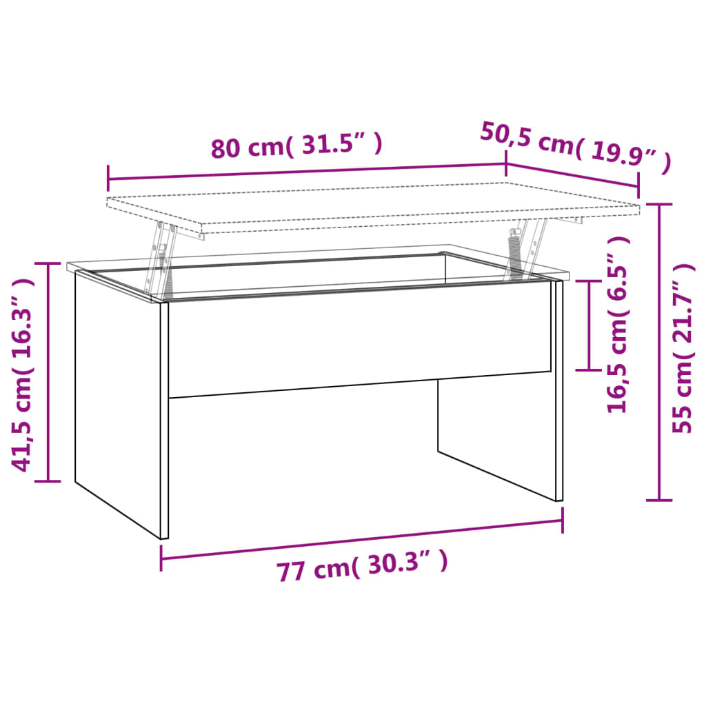 Salontafel 80x50,5x41,5 cm bewerkt hout wit is nu te koop bij PeponiXL, paradijselijk wonen!