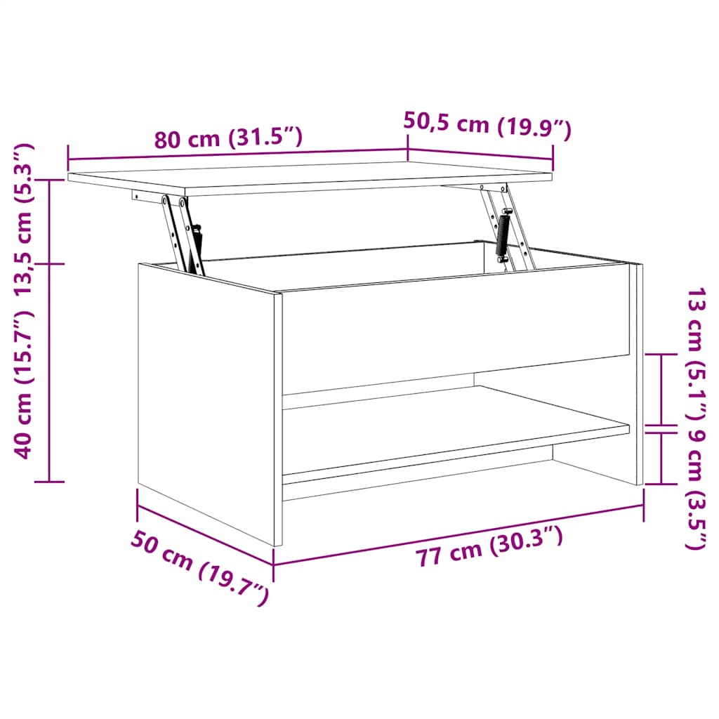 Salontafel 80x50x40 cm bewerkt hout zwart