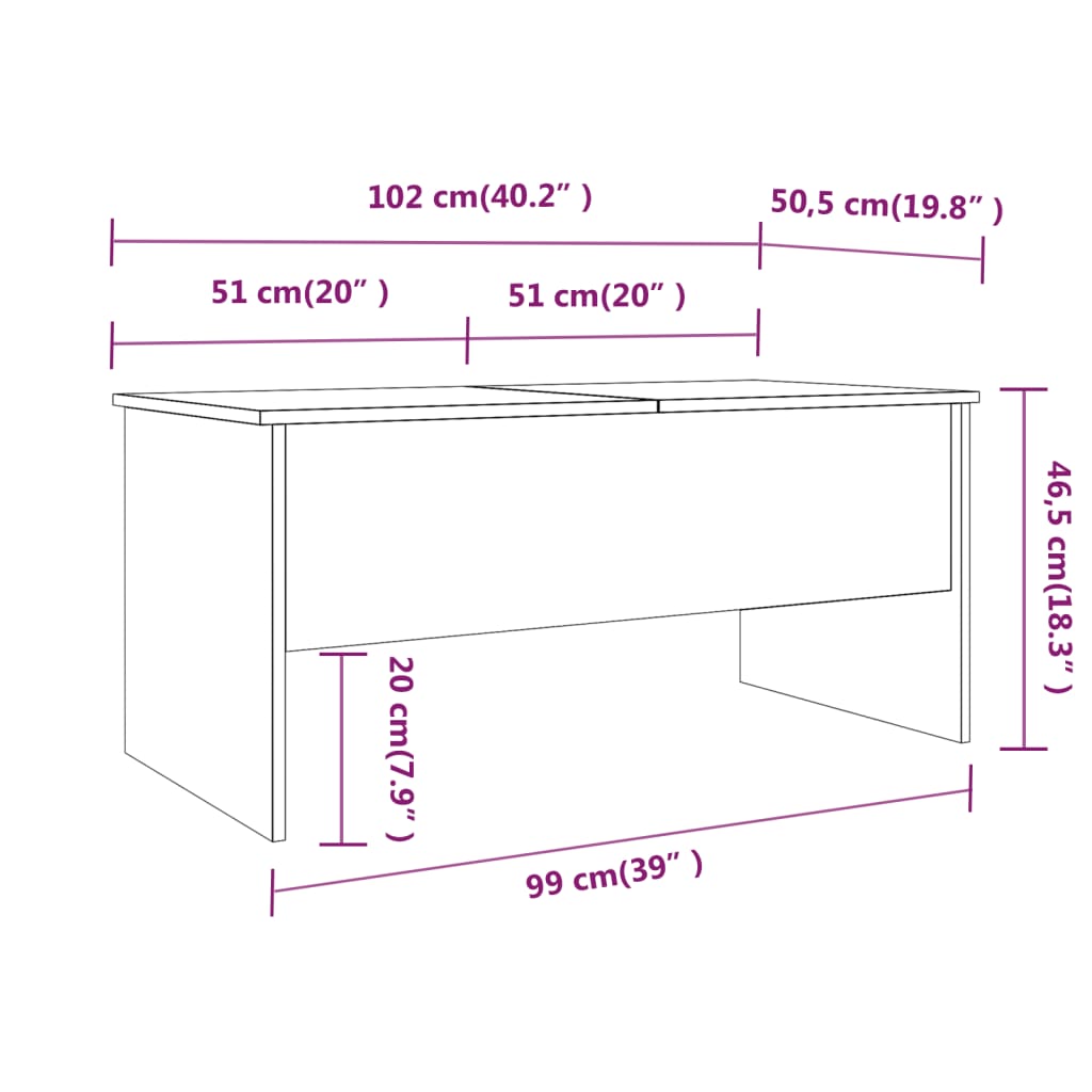Salontafel 102x50,5x46,5 cm bewerkt hout betongrijs is nu te koop bij PeponiXL, paradijselijk wonen!
