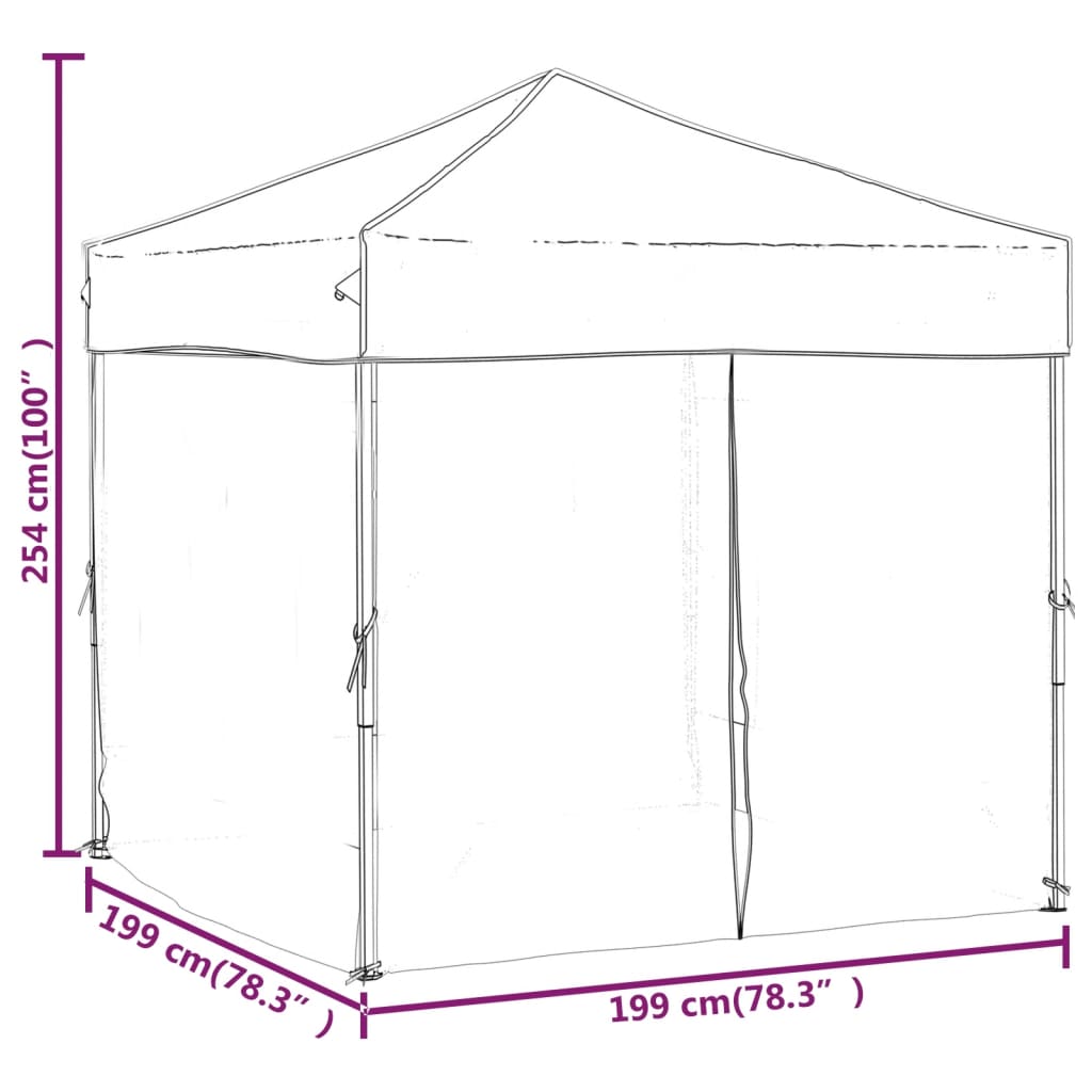 Partytent inklapbaar met zijwanden 2x2 m antracietkleurig is nu te koop bij PeponiXL, paradijselijk wonen!