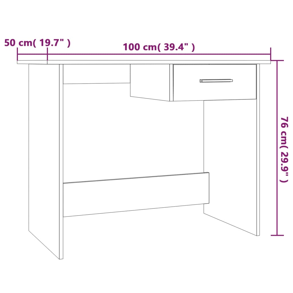 Bureau 100x50x76 cm bewerkt hout grijs sonoma eikenkleurig is nu te koop bij PeponiXL, paradijselijk wonen!
