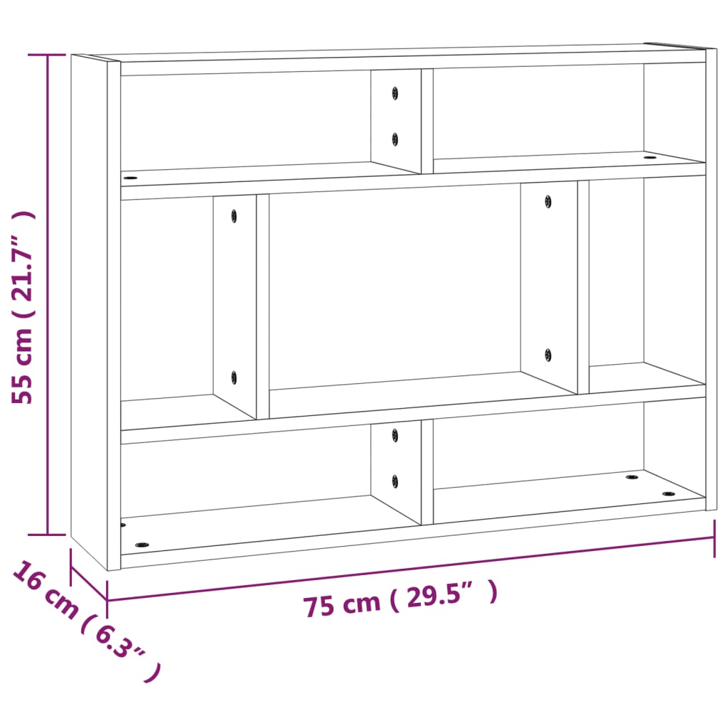 Wandschap 75x16x55 cm bewerkt hout grijs sonoma eikenkleurig is nu te koop bij PeponiXL, paradijselijk wonen!