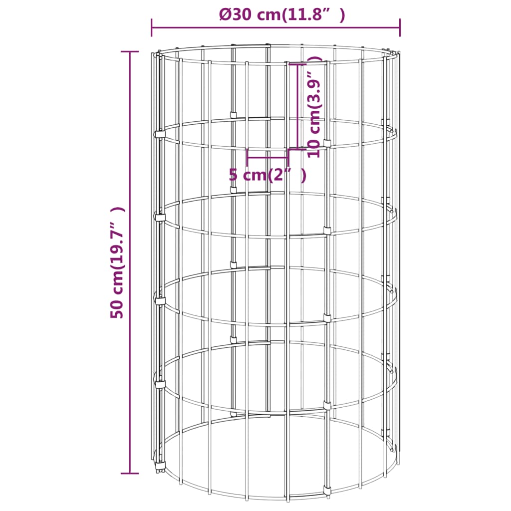 Gabion paal rond Ø30x50 cm gegalvaniseerd staal is nu te koop bij PeponiXL, paradijselijk wonen!