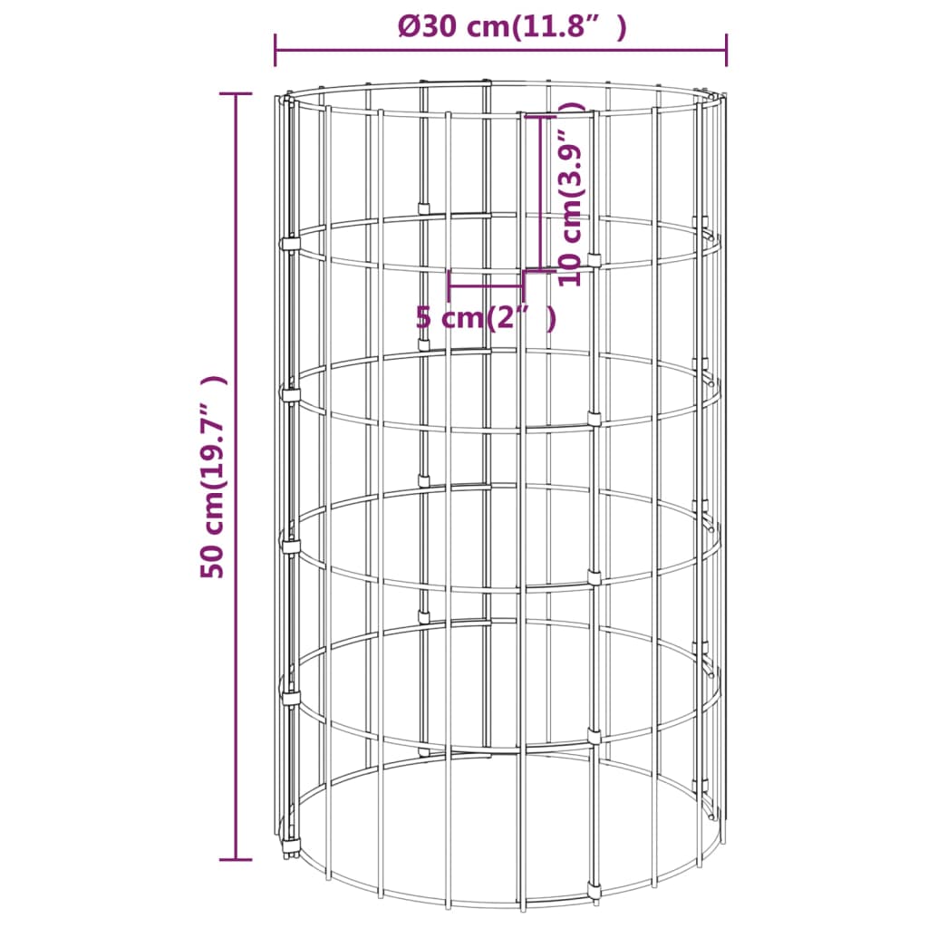 Gabion plantenbakken 3 st rond verhoogd Ø30x50 cm staal is nu te koop bij PeponiXL, paradijselijk wonen!