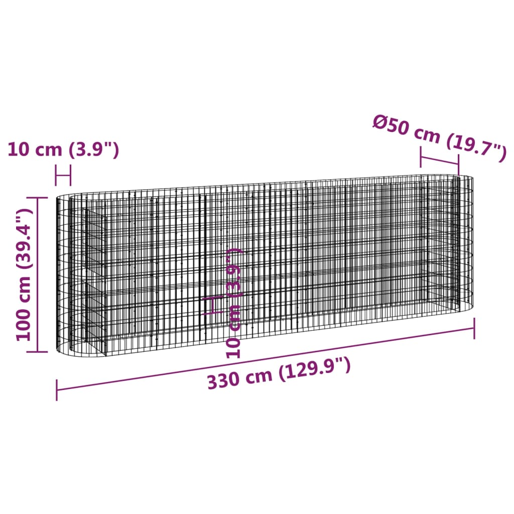 Gabion plantenbak verhoogd 330x50x100 cm gegalvaniseerd ijzer is nu te koop bij PeponiXL, paradijselijk wonen!