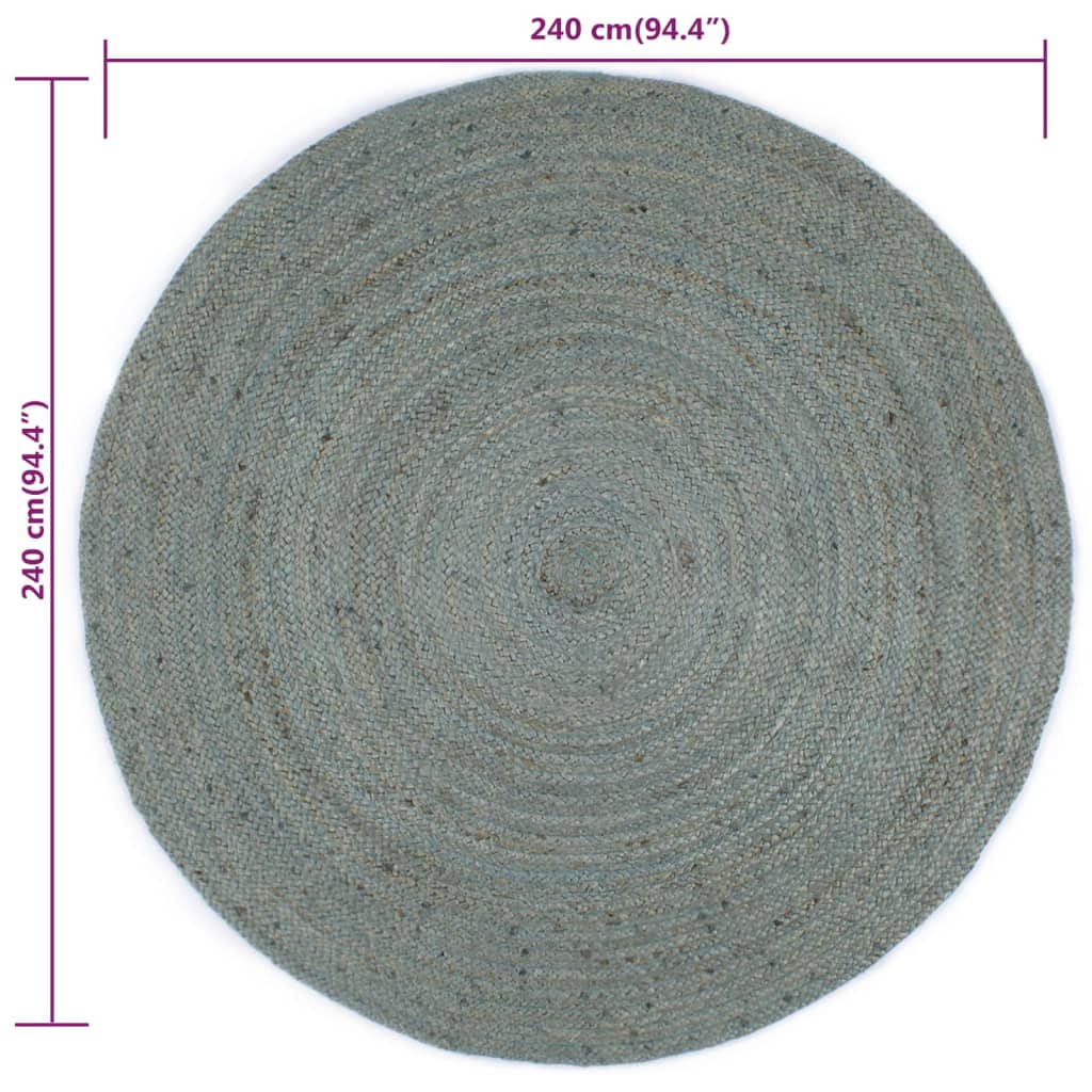 Vloerkleed handgemaakt rond 240 cm jute olijfgroen is nu te koop bij PeponiXL, paradijselijk wonen!