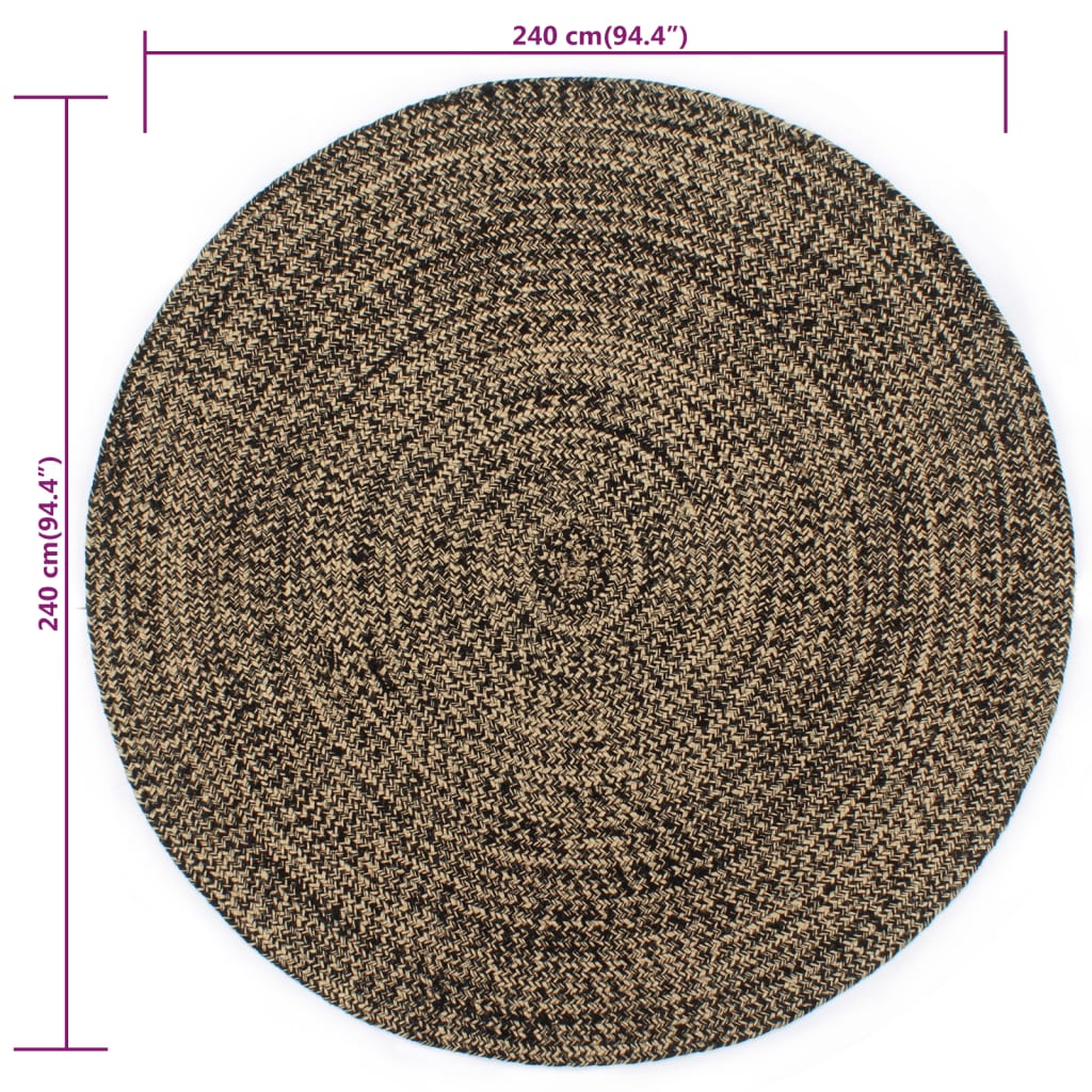 Vloerkleed handgemaakt 240 cm jute zwart en bruin is nu te koop bij PeponiXL, paradijselijk wonen!