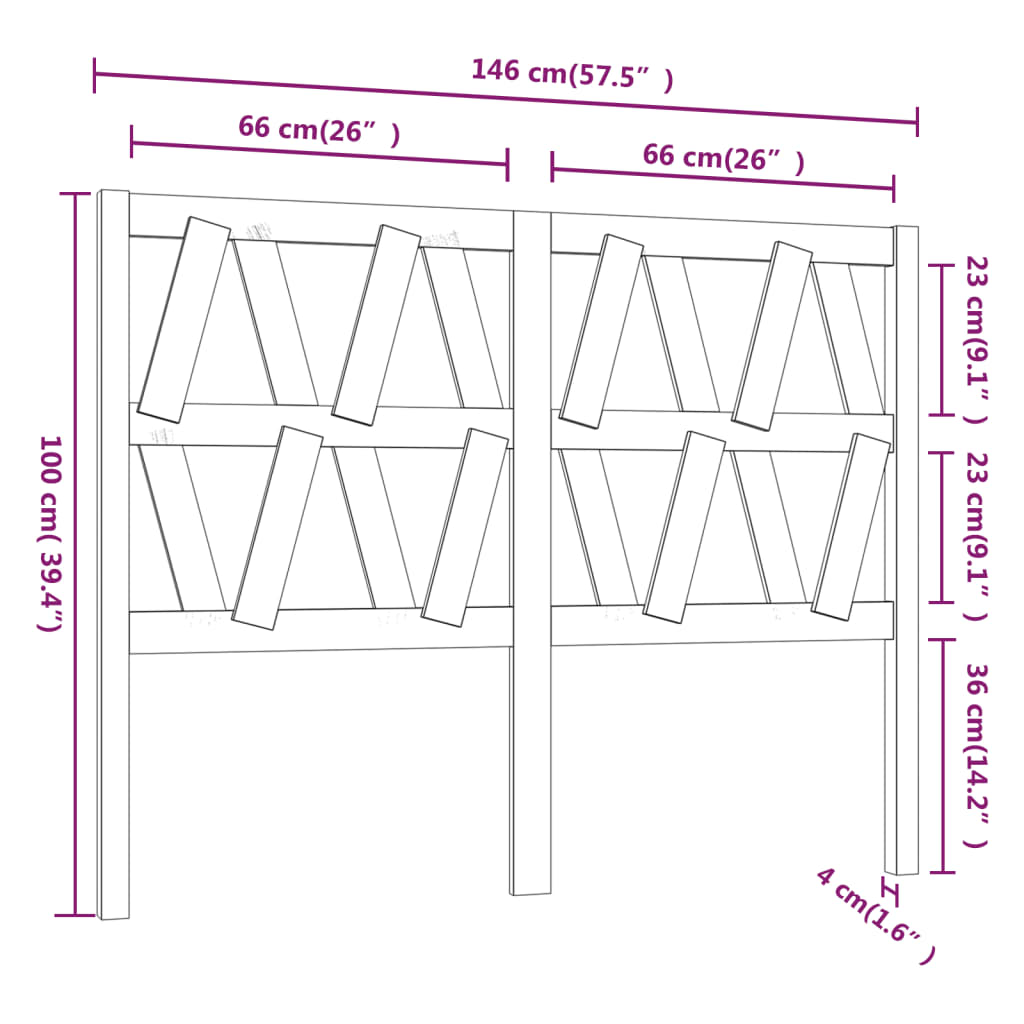 Hoofdbord 146x4x100 cm massief grenenhout is nu te koop bij PeponiXL, paradijselijk wonen!