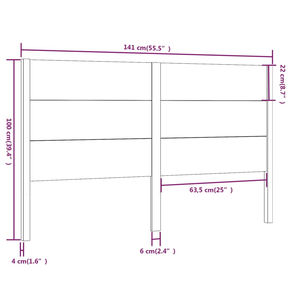 Hoofdbord 141x4x100 cm massief grenenhout is nu te koop bij PeponiXL, paradijselijk wonen!
