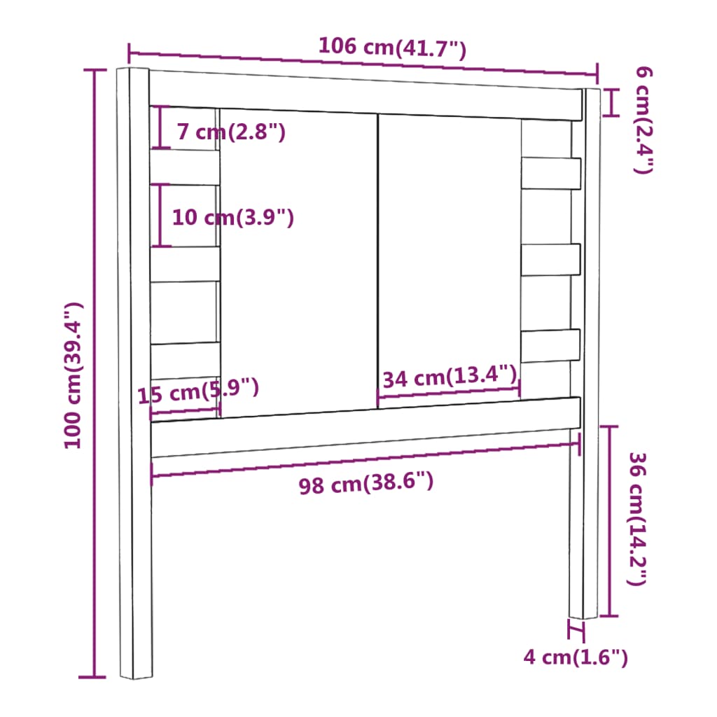 Hoofdbord 106x4x100 cm massief grenenhout honingbruin is nu te koop bij PeponiXL, paradijselijk wonen!