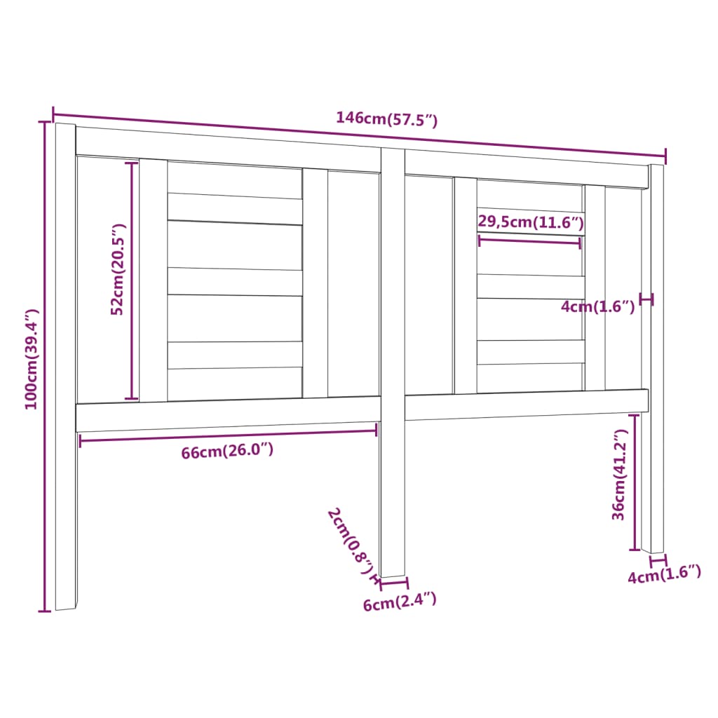 Hoofdbord 146x4x100 cm massief grenenhout is nu te koop bij PeponiXL, paradijselijk wonen!