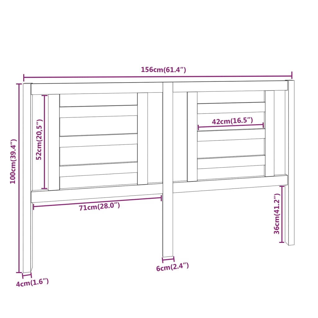 Hoofdbord 156x4x100 cm massief grenenhout wit is nu te koop bij PeponiXL, paradijselijk wonen!