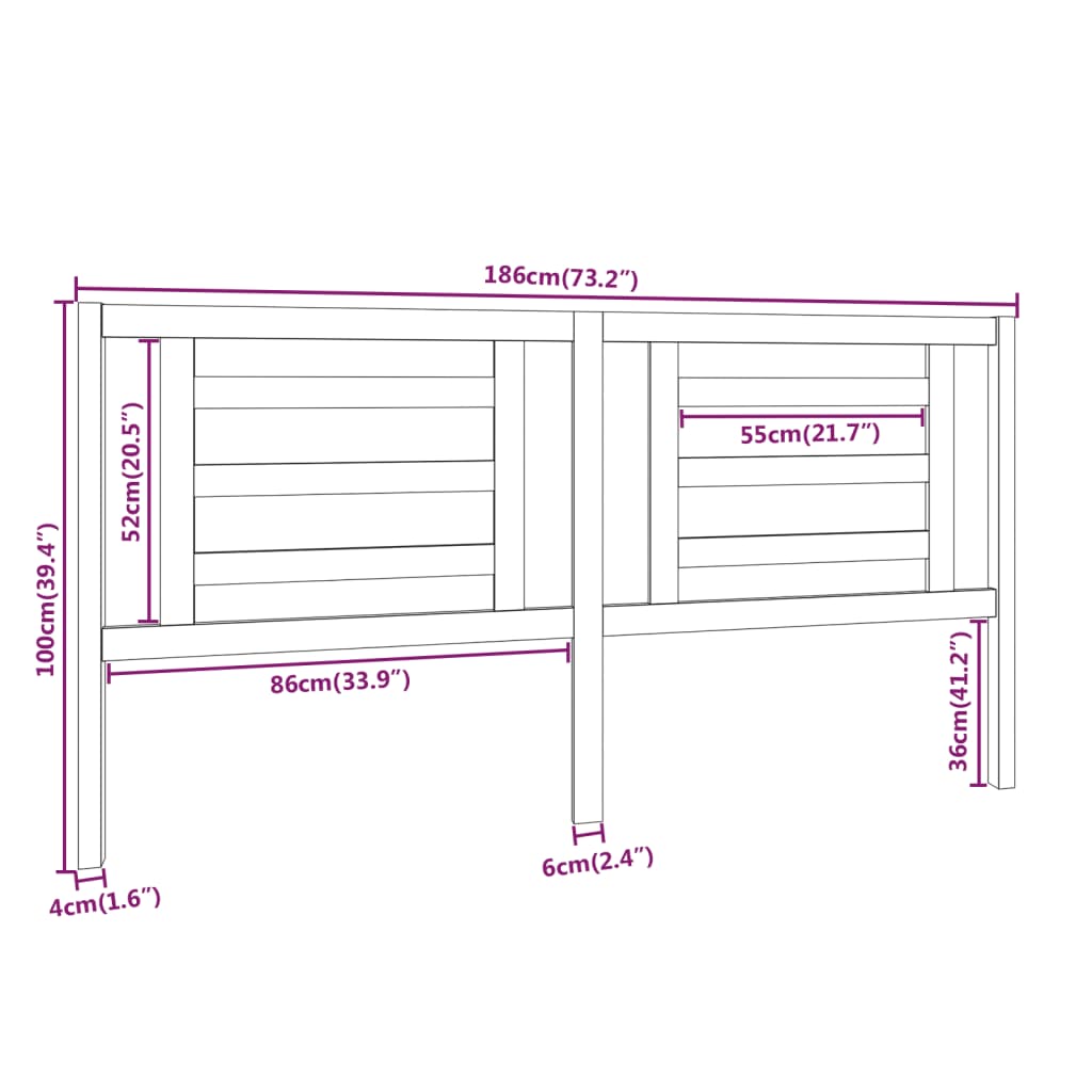 Hoofdbord 186x4x100 cm massief grenenhout grijs is nu te koop bij PeponiXL, paradijselijk wonen!