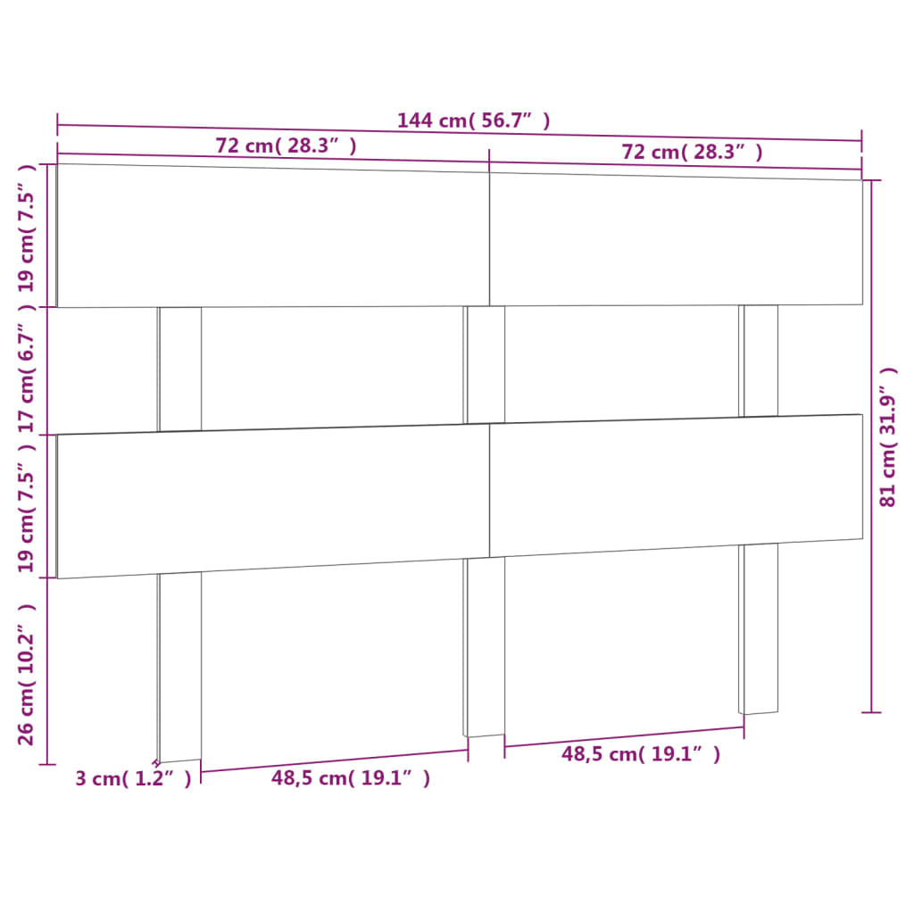 Hoofdbord 144x3x81 cm massief grenenhout zwart is nu te koop bij PeponiXL, paradijselijk wonen!