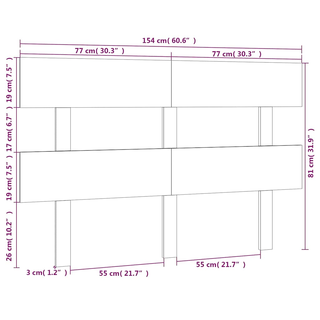 Hoofdbord 154x3x81 cm massief grenenhout zwart