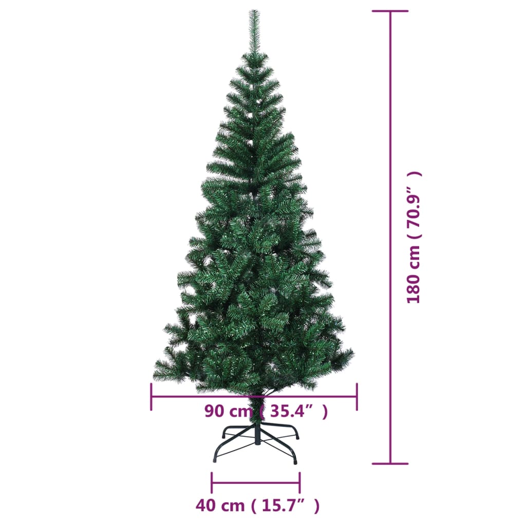 Kunstkerstboom met iriserende uiteinden 180 cm PVC groen is nu te koop bij PeponiXL, paradijselijk wonen!