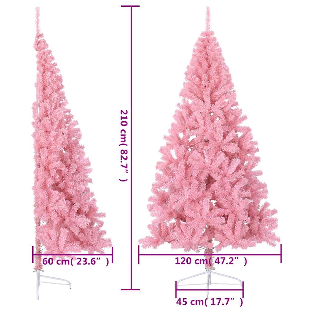 Kunstkerstboom met standaard half 210 cm PVC roze is nu te koop bij PeponiXL, paradijselijk wonen!